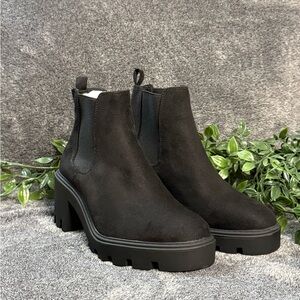 Black Chunky Heel Ankle Boots